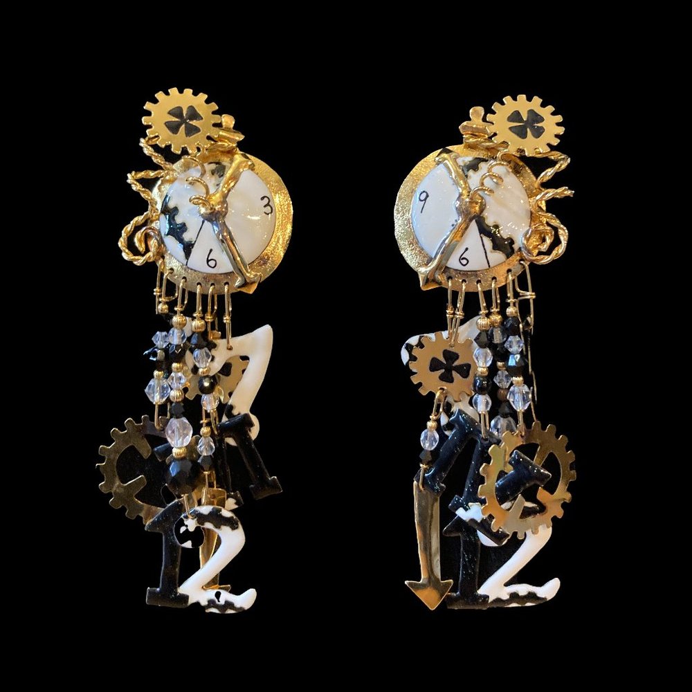 Tick tock clock earrings, by Lunch at the Ritz
